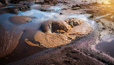 Muddy Water Bubbling Up From Ground
