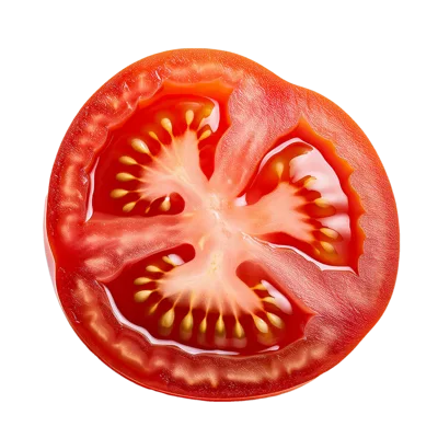 Fresh Red Tomato Slice Isolated On White Background