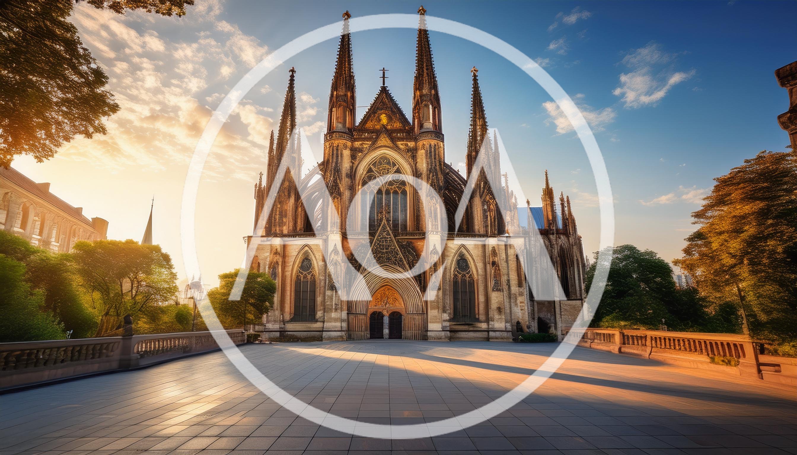 Gothic Cathedral Exterior At Sunset