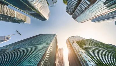 Low Angle View Of Modern Skyscrapers In City Center