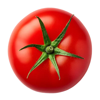 Fresh Red Tomato With Green Stem Isolated On White