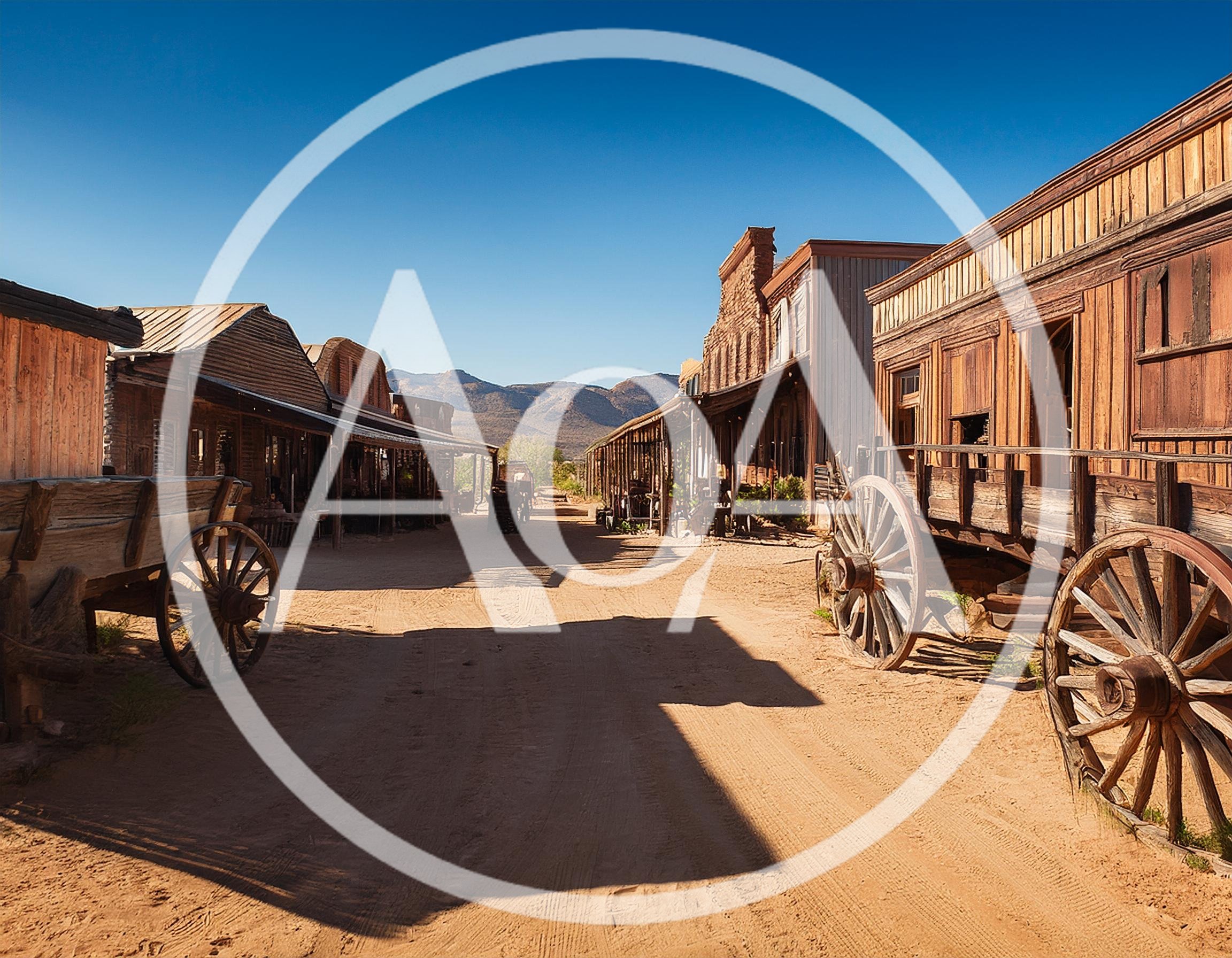 Old West Town Street With Wooden Wagons