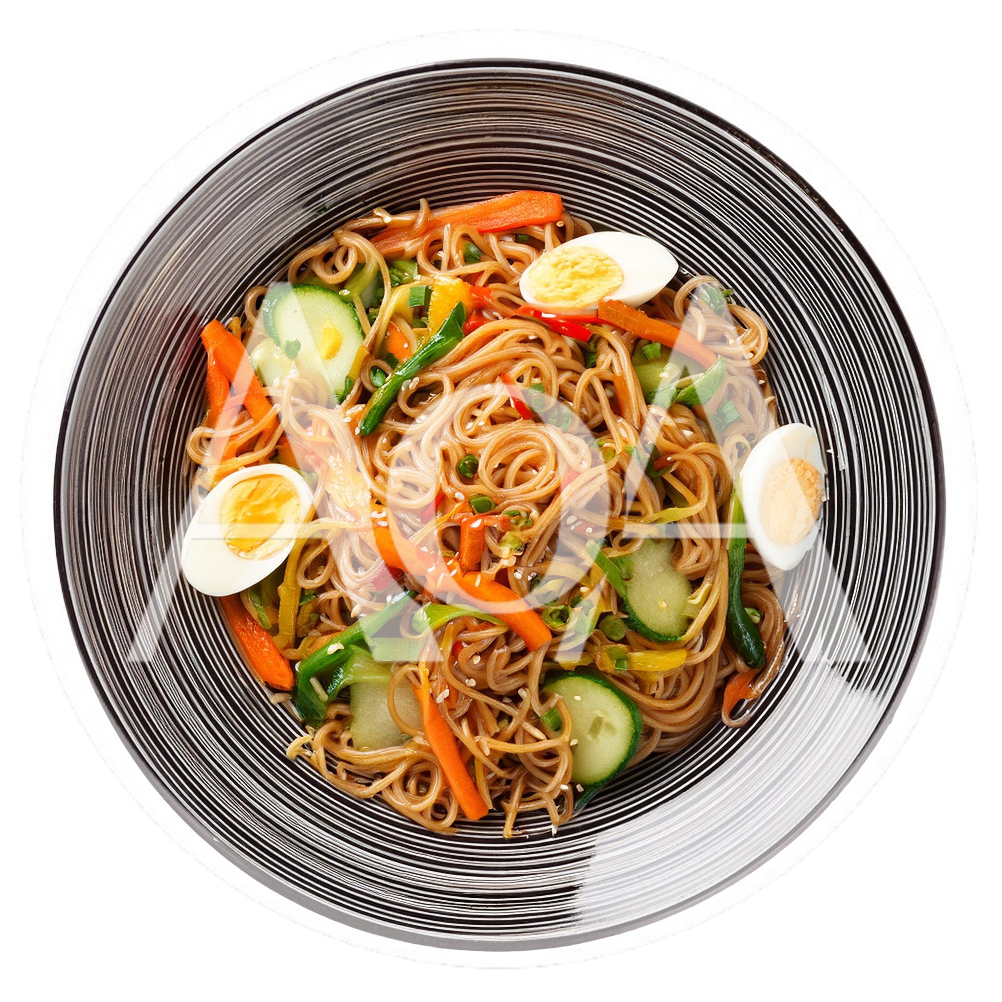Bowl Of Stir Fried Noodles With Vegetables And Eggs