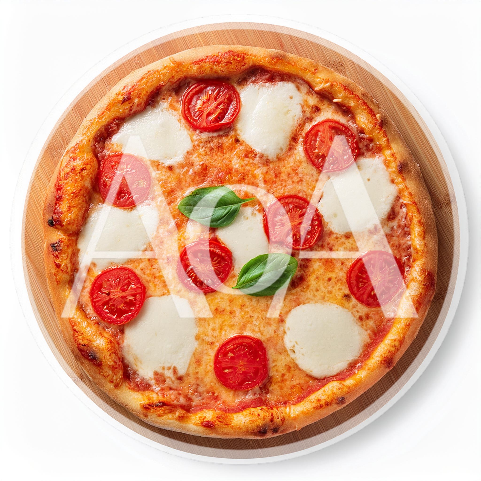Fresh Margherita Pizza On A Wooden Serving Board