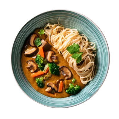 Bowl Of Vegetable Curry With Noodles