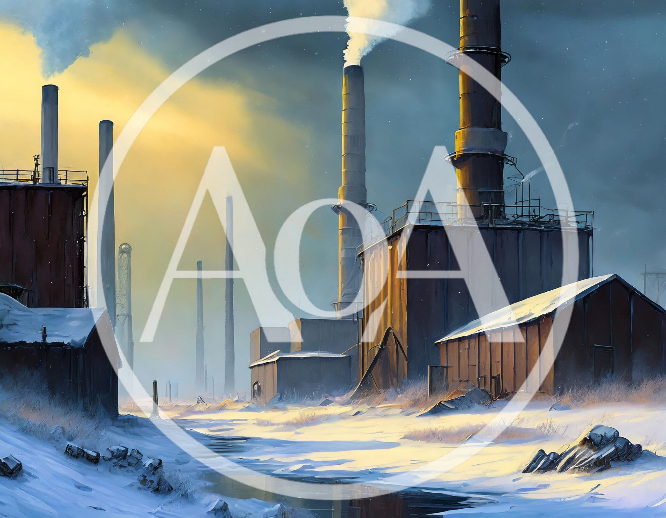 Industrial Factory Complex In A Snowy Winter Landscape