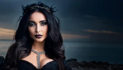 Gothic Queen Portrait With Dark Makeup And Crown