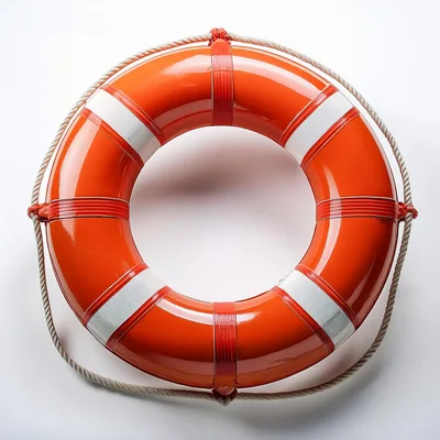 Orange Lifebuoy Ring With White Reflective Strips