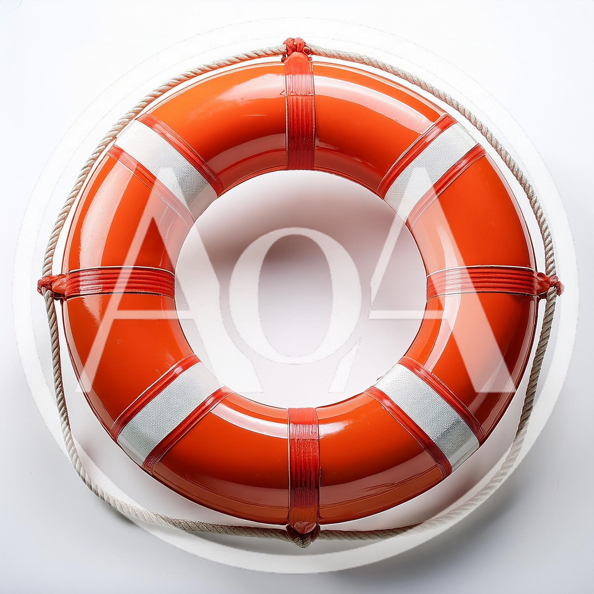 Orange Lifebuoy Ring With White Reflective Strips