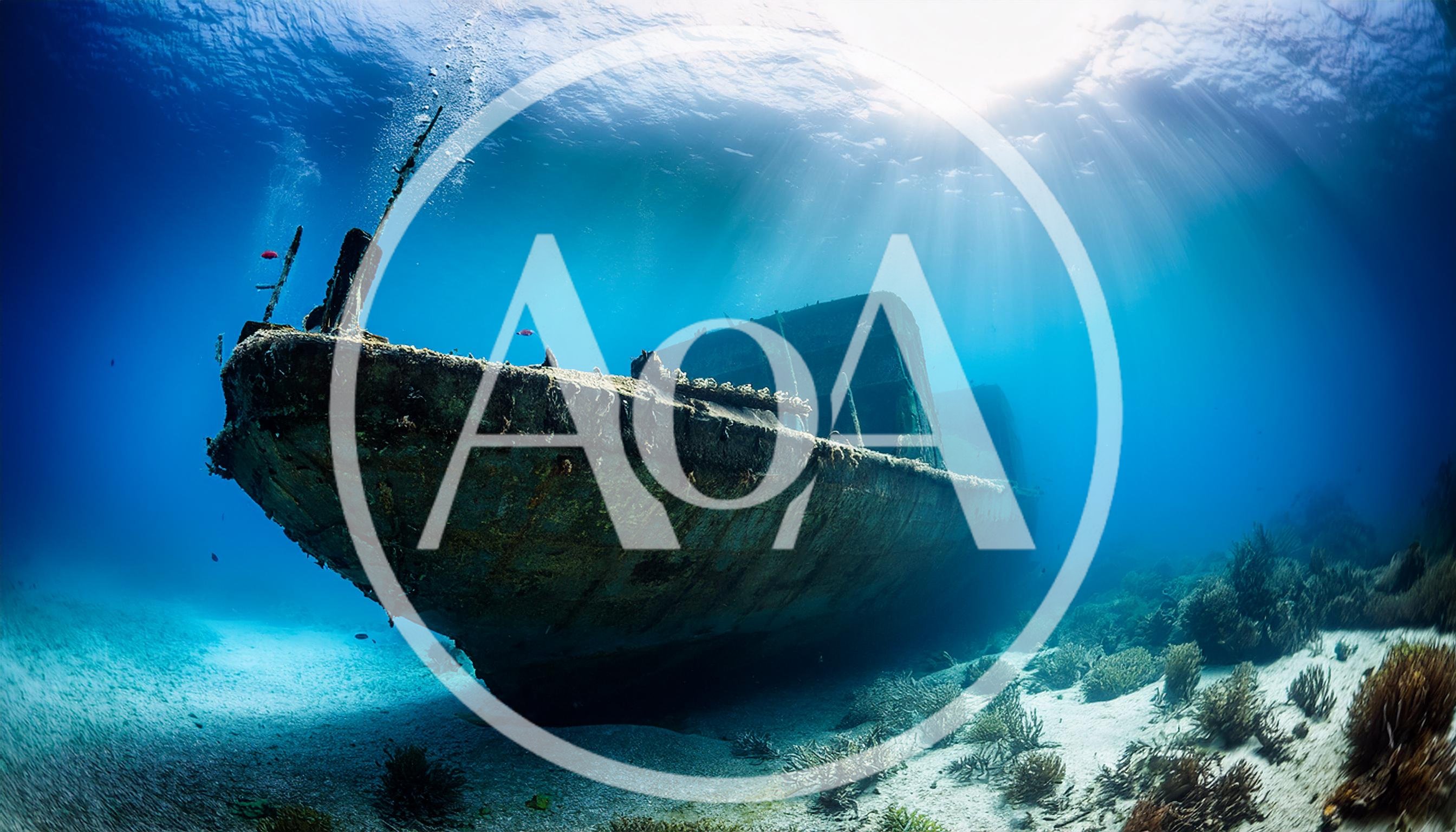 Sunken Shipwreck Resting On The Sandy Ocean Floor