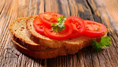 Slices of Toasted Bread Topped with Fresh Tomato