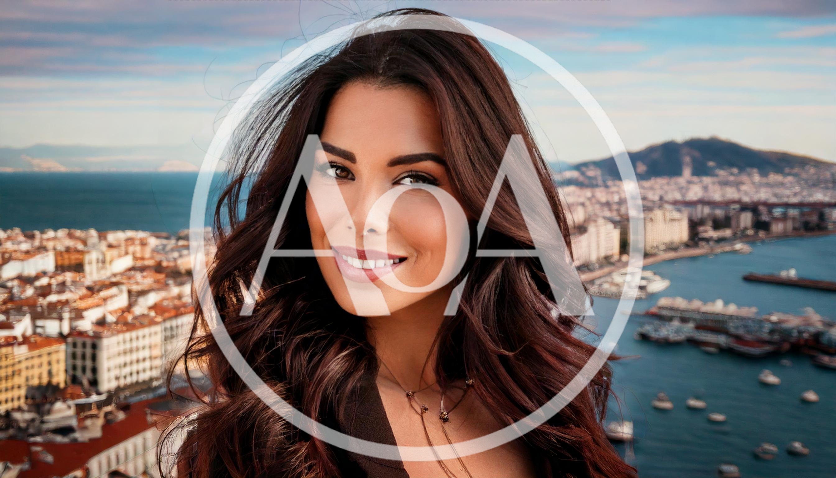 Portrait Of A Beautiful Woman Overlooking Naples Cityscape
