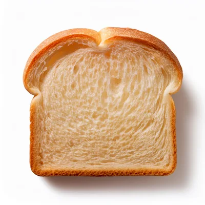 Single Slice Of White Bread On White Background