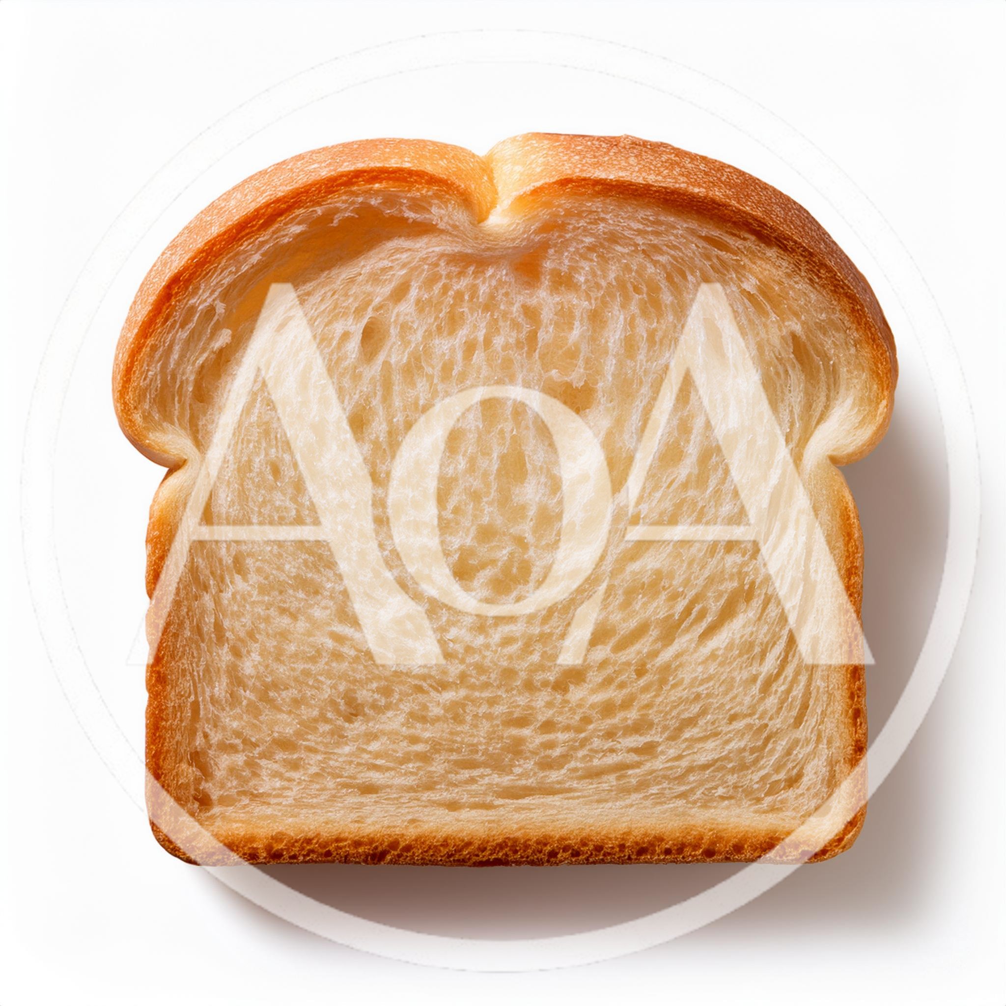 Single Slice Of White Bread On White Background