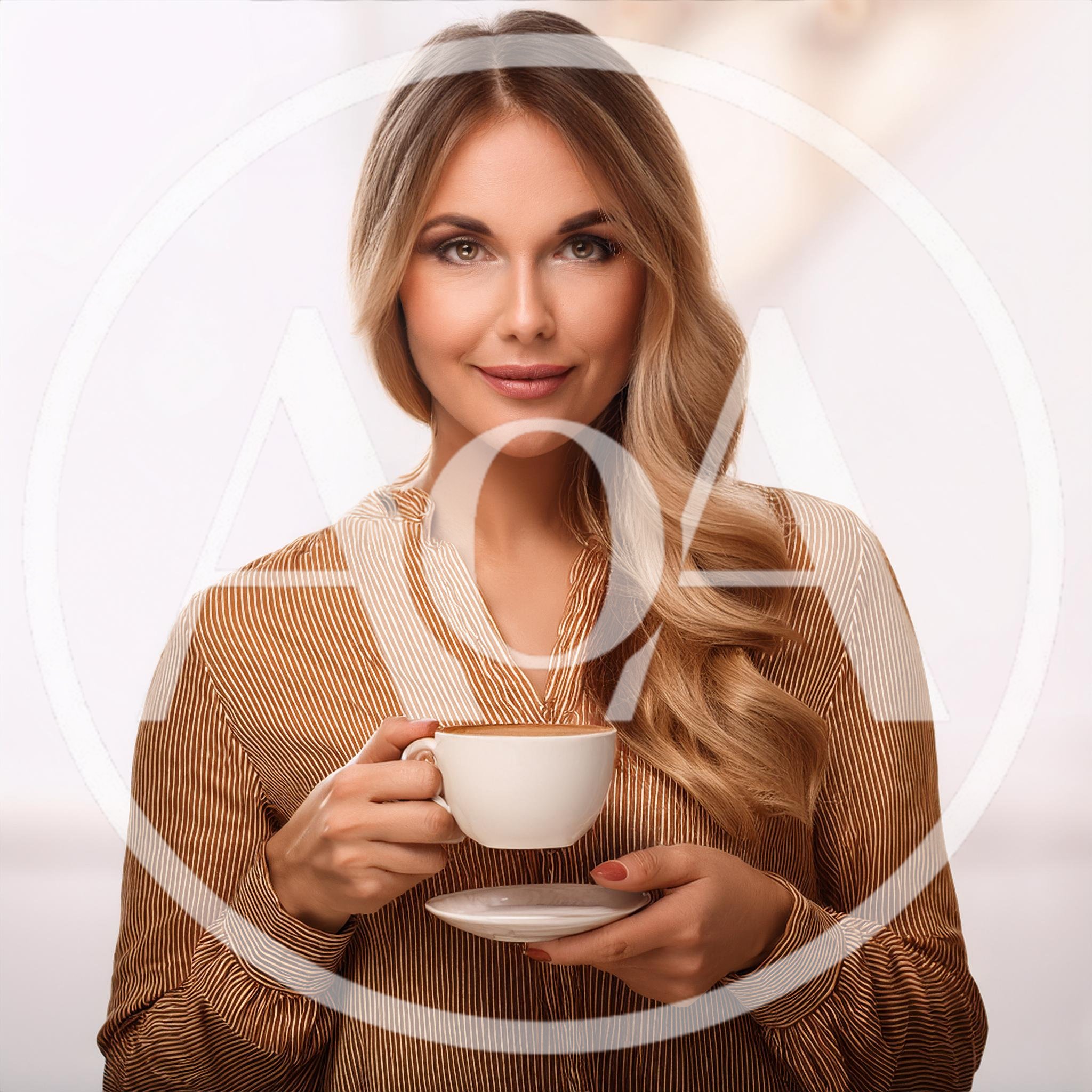 Beautiful Woman Holding A Cup Of Coffee