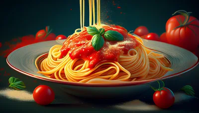 Spaghetti With Tomato Sauce And Fresh Basil