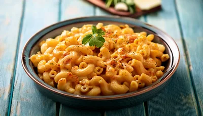 Bowl Of Creamy Baked Macaroni And Cheese