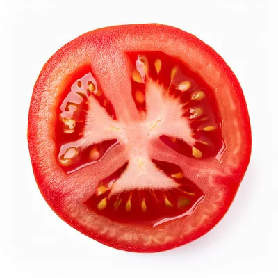 Fresh Red Tomato Slice Isolated On White Background