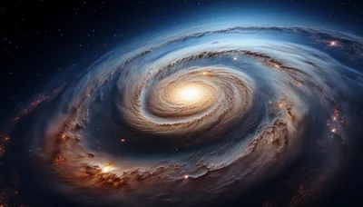 Spiral Galaxy Rotating In Deep Space