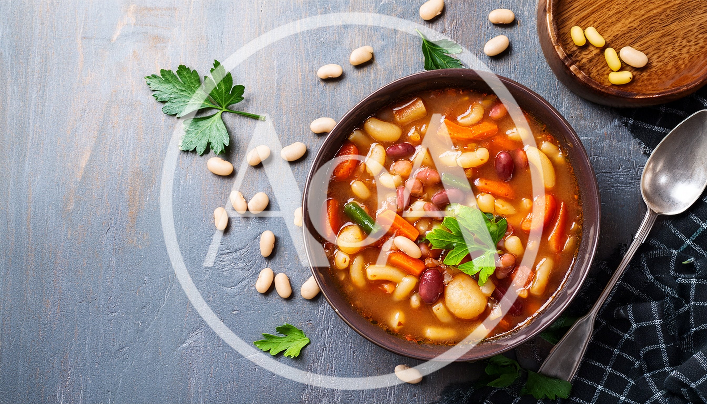 Bowl of Minestrone Soup with Beans and Vegetables