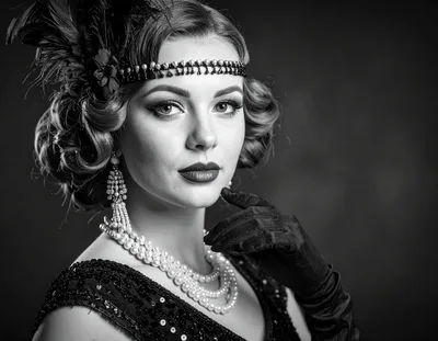 Elegant Woman Dressed In 1920s Flapper Style
