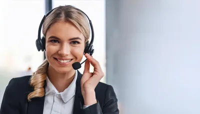 Professional Customer Service Representative Wearing Headset