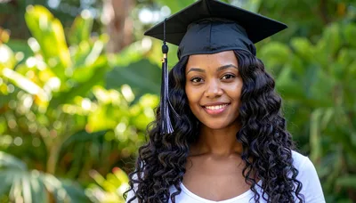 Young Woman Wearing Graduation Cap Outdoors