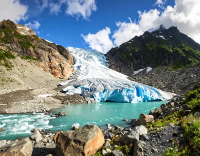 Scenic View Of Bear Glacier In Alaska