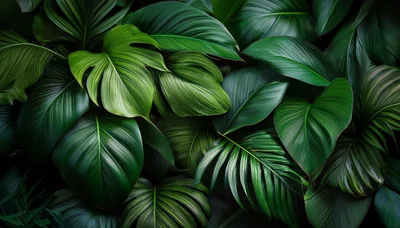 Lush Tropical Green Foliage Background