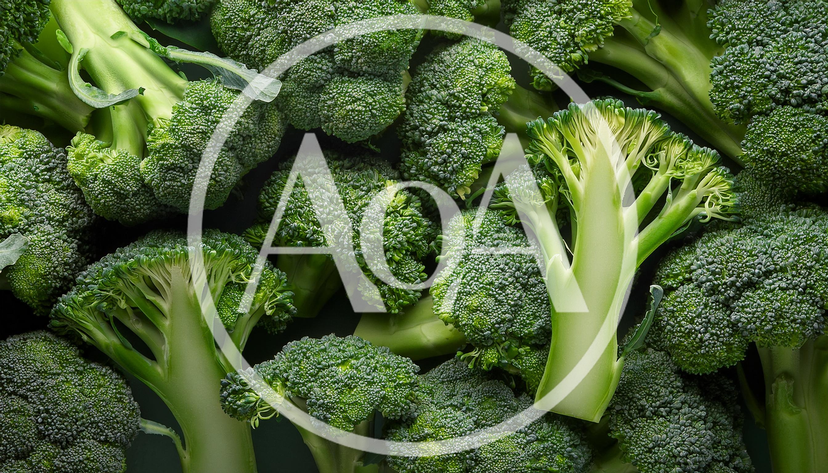 Fresh Green Broccoli Florets Arranged On Dark Background