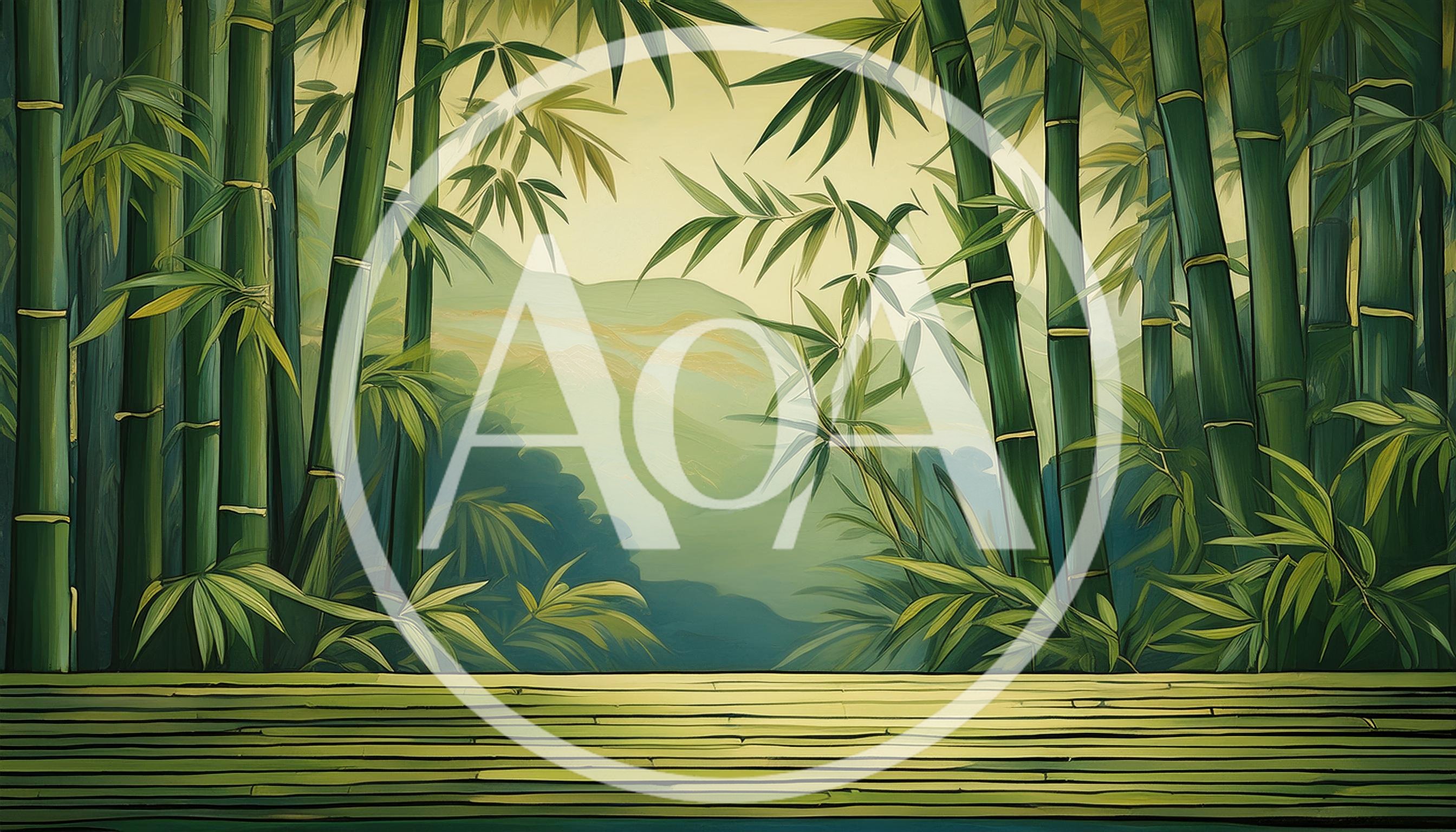 Bamboo Forest Background With Wooden Platform