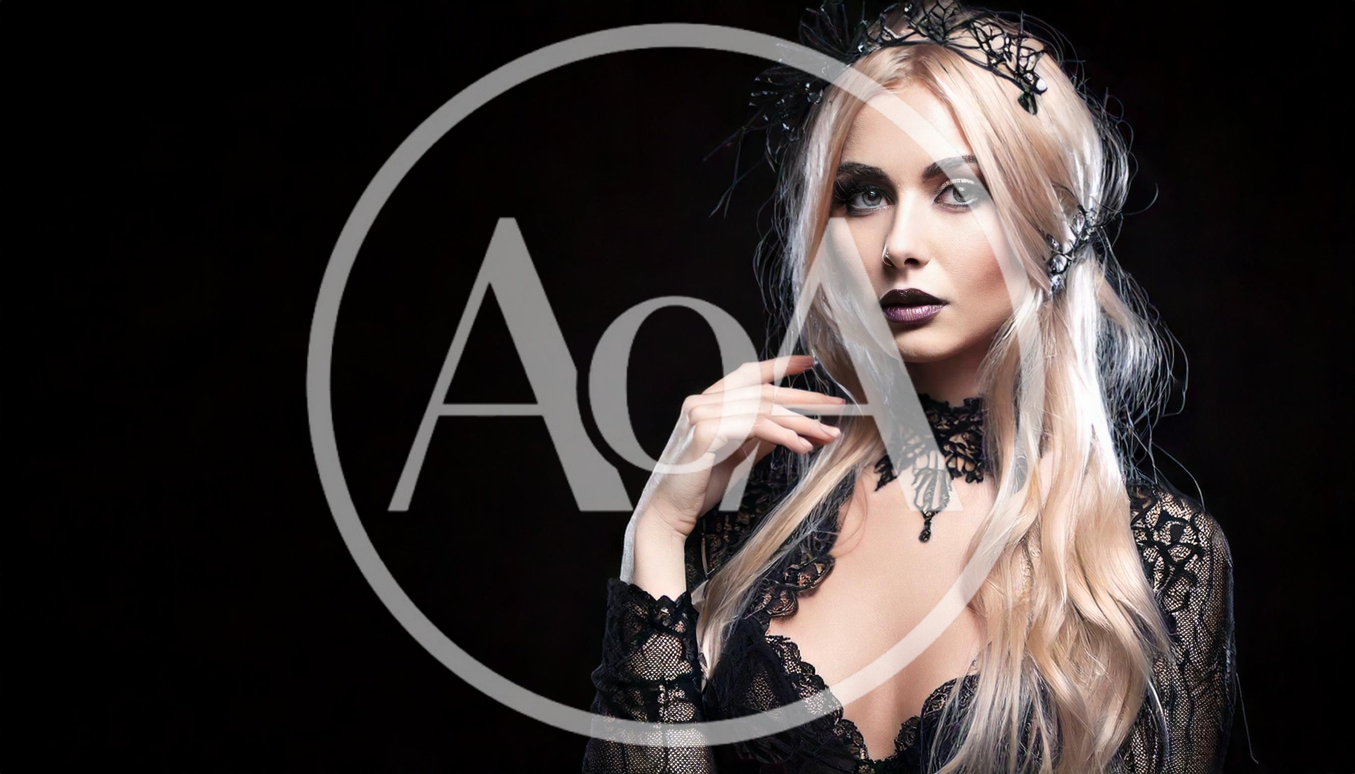 Gothic Blonde Woman In Lace Attire