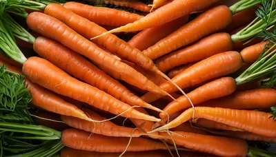 Fresh Organic Carrots With Green Tops