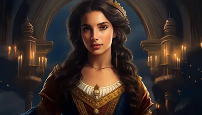 Portrait Of A Regal Medieval Queen In Ornate Attire
