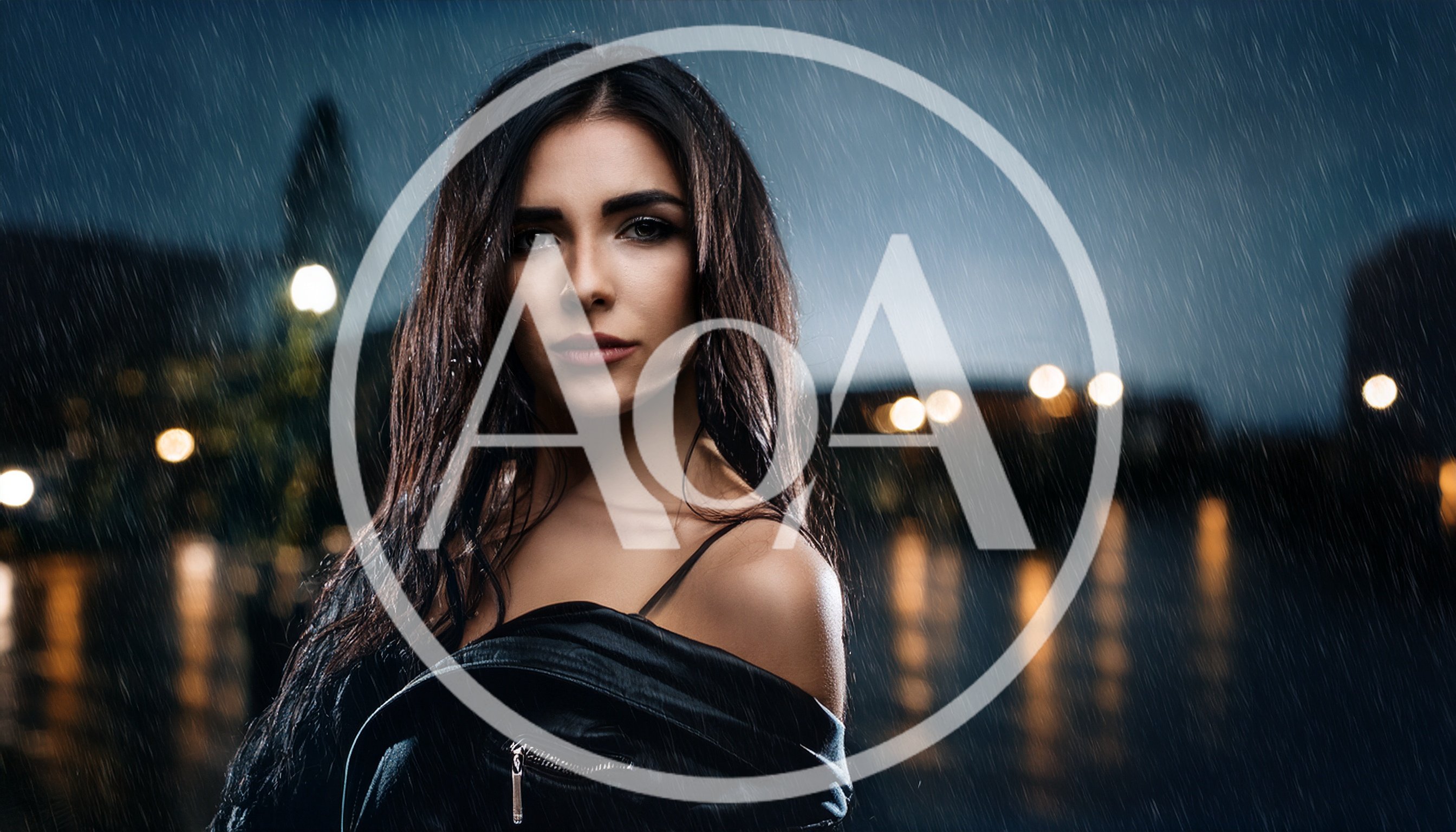 Portrait Of A Woman In The Rain At Night
