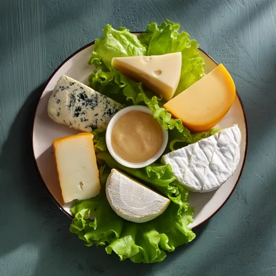 Assorted Gourmet Cheese Platter With Dipping Sauce