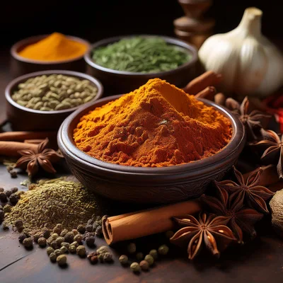 Assorted Spices and Herbs in Bowls