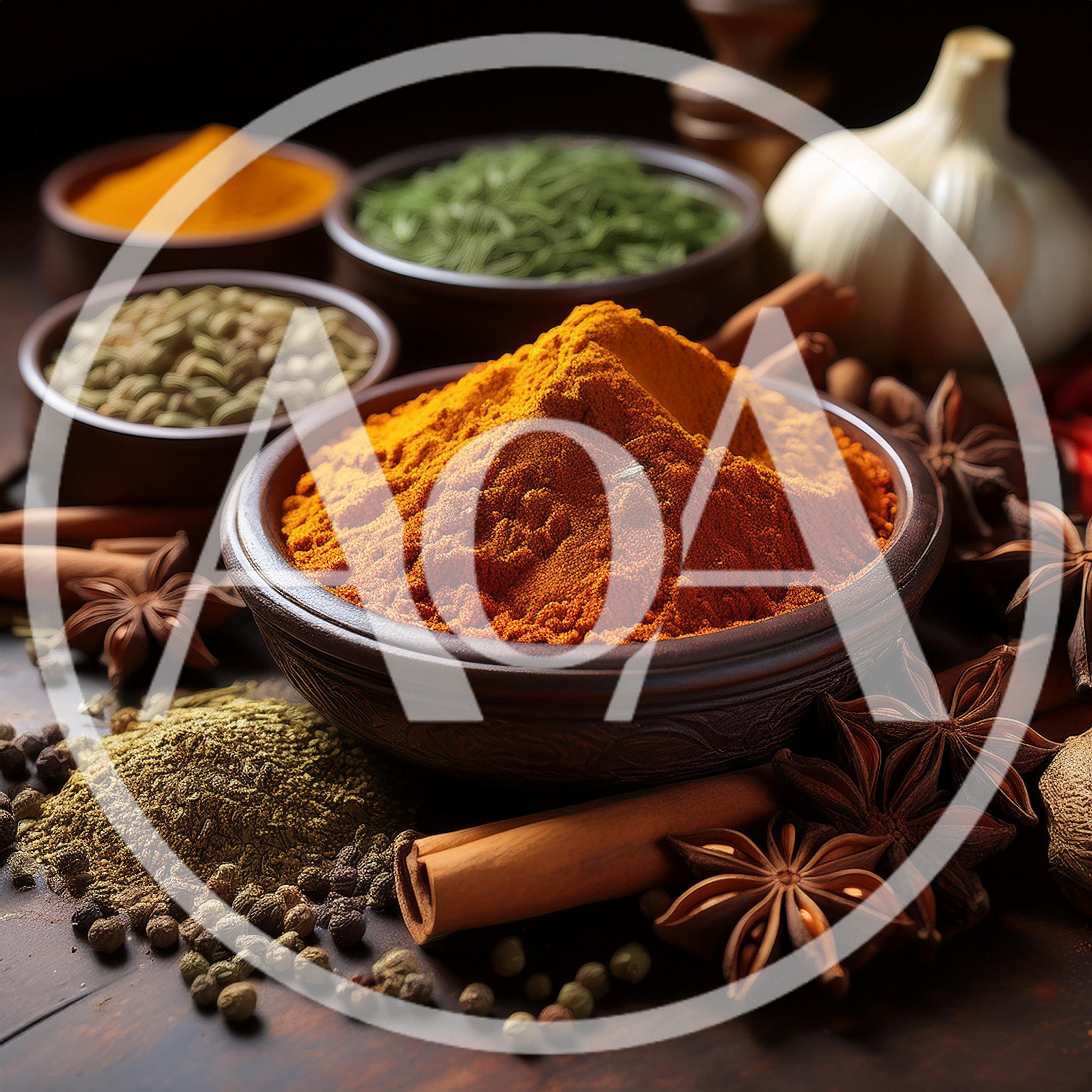 Assorted Spices and Herbs in Bowls