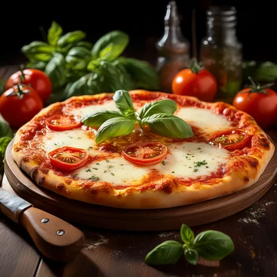 Fresh Margherita Pizza With Basil And Tomatoes