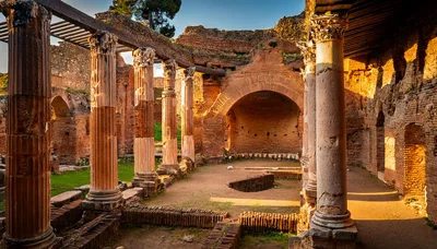 Ancient Roman Ruins At Hadrian's Villa In Tivoli