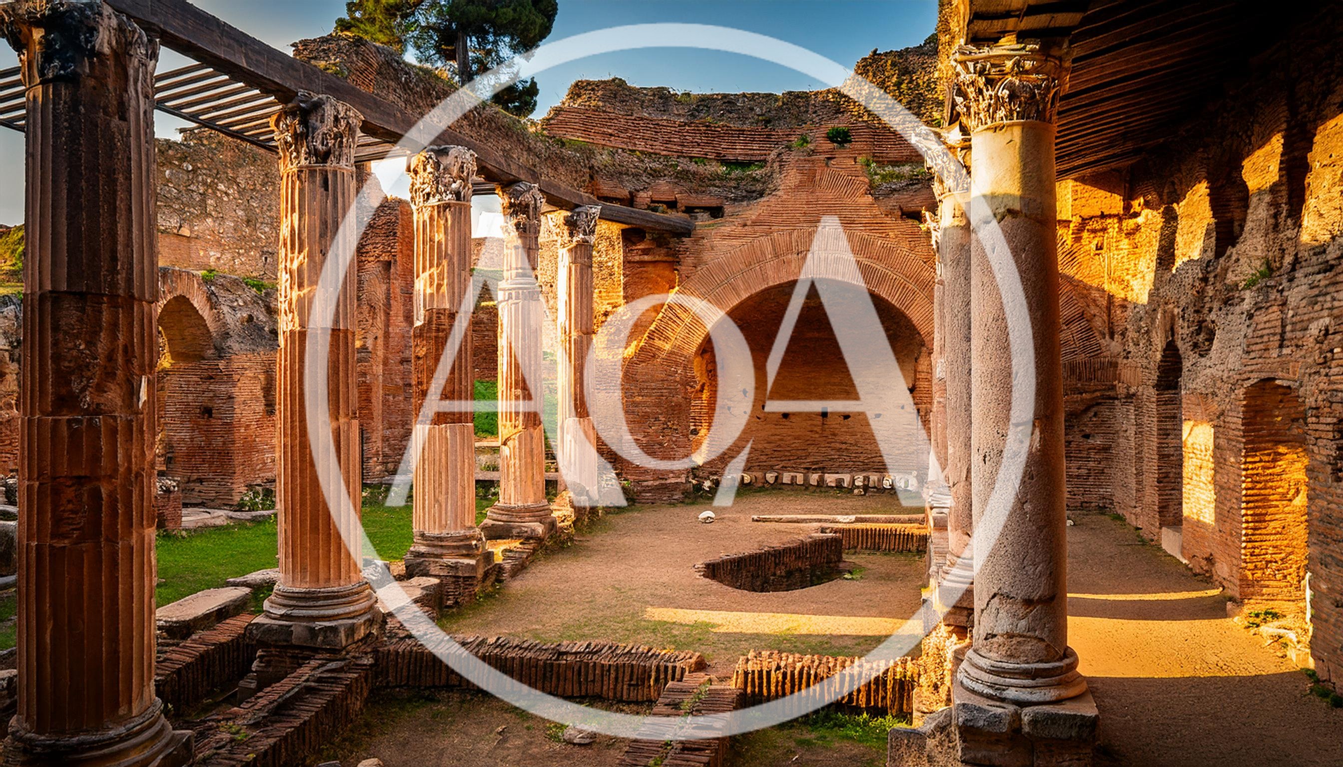 Ancient Roman Ruins At Hadrian's Villa In Tivoli