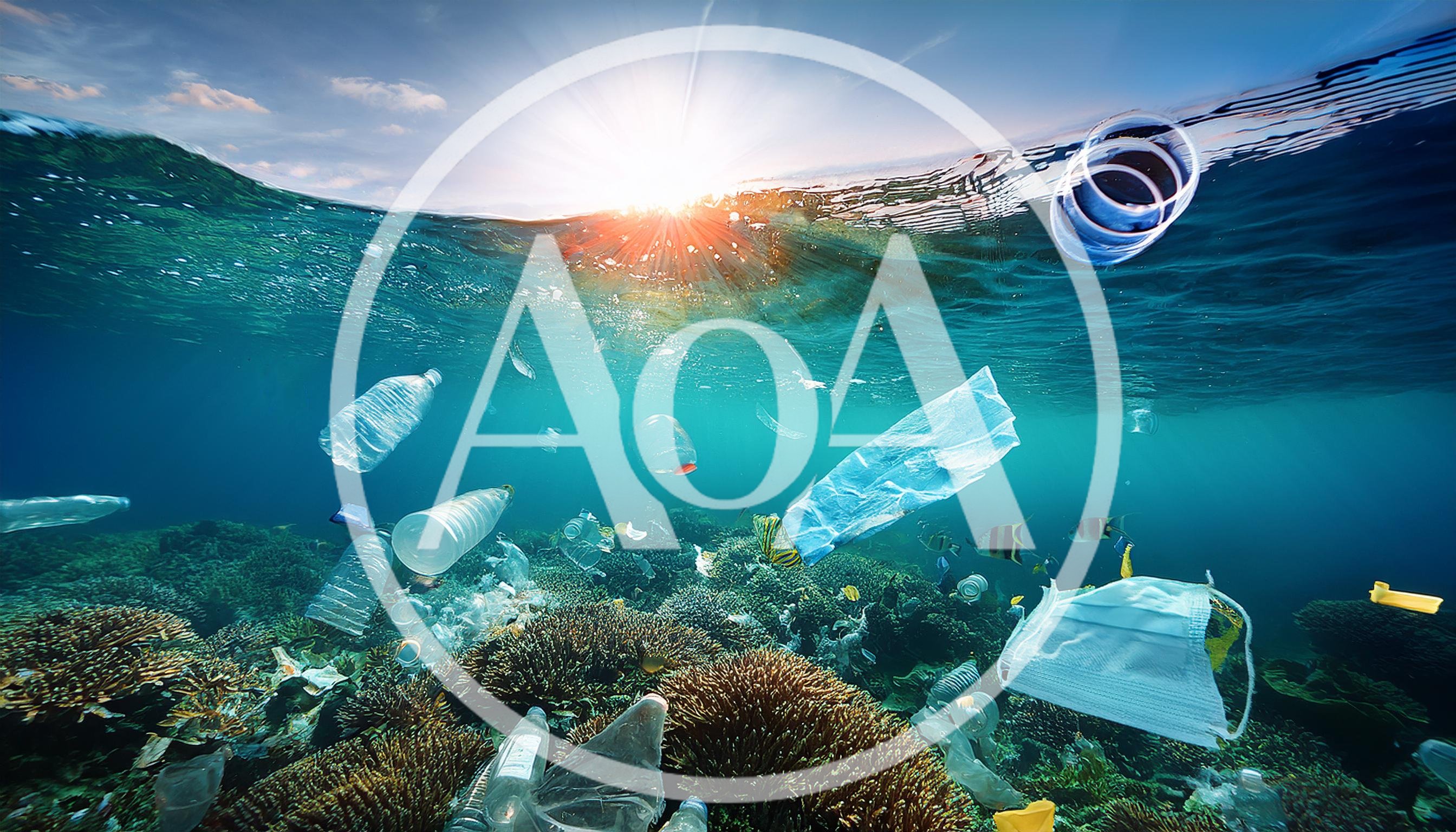 Plastic Pollution Floating Over A Coral Reef