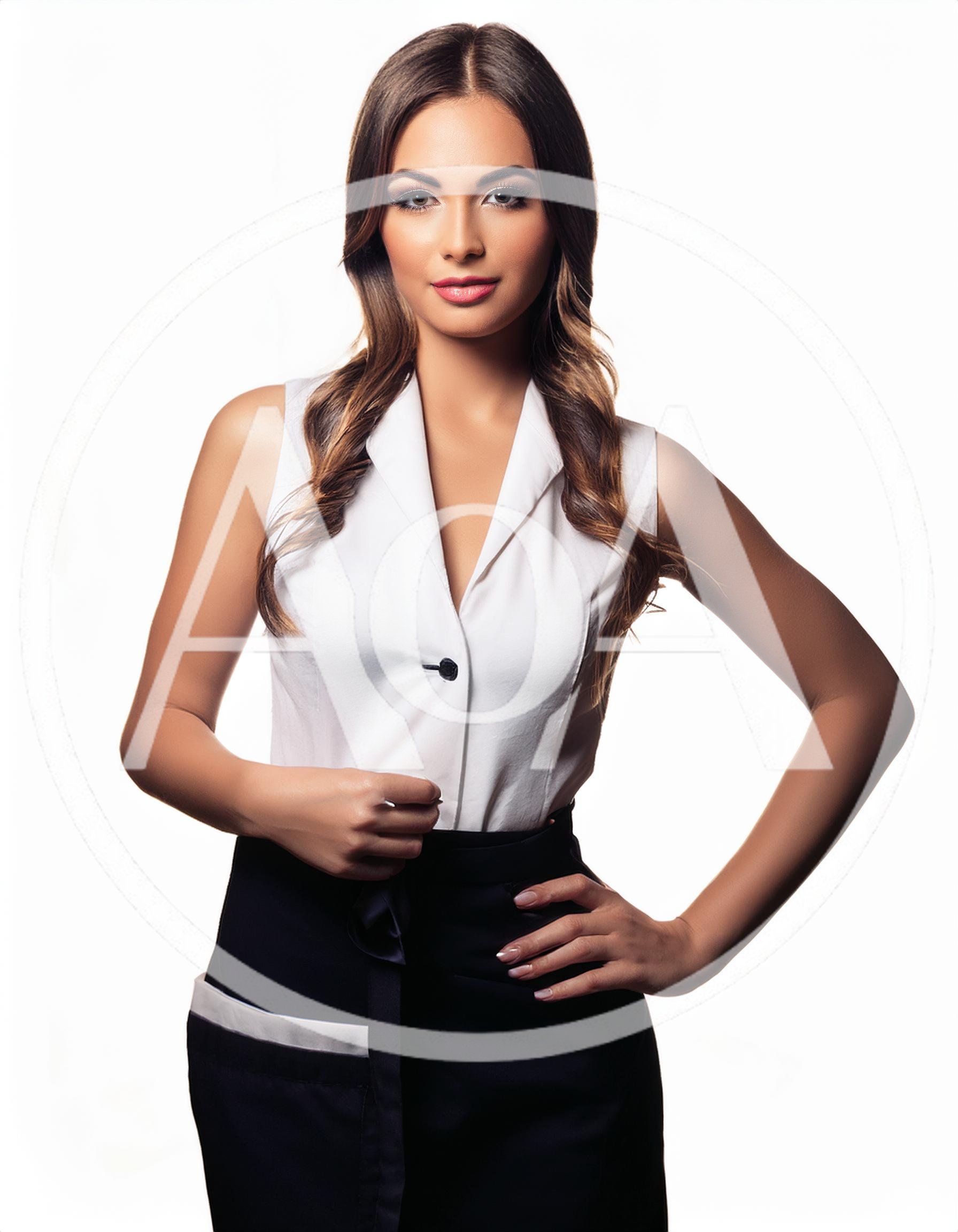 Professional Waitress Standing In Uniform