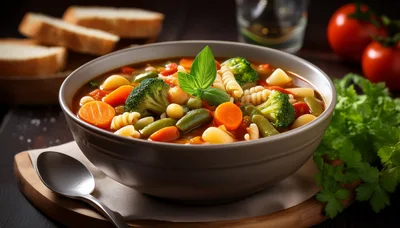 Bowl Of Fresh Vegetable Minestrone Soup
