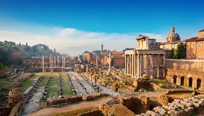 Ancient Roman Forum Ruins In Rome Italy