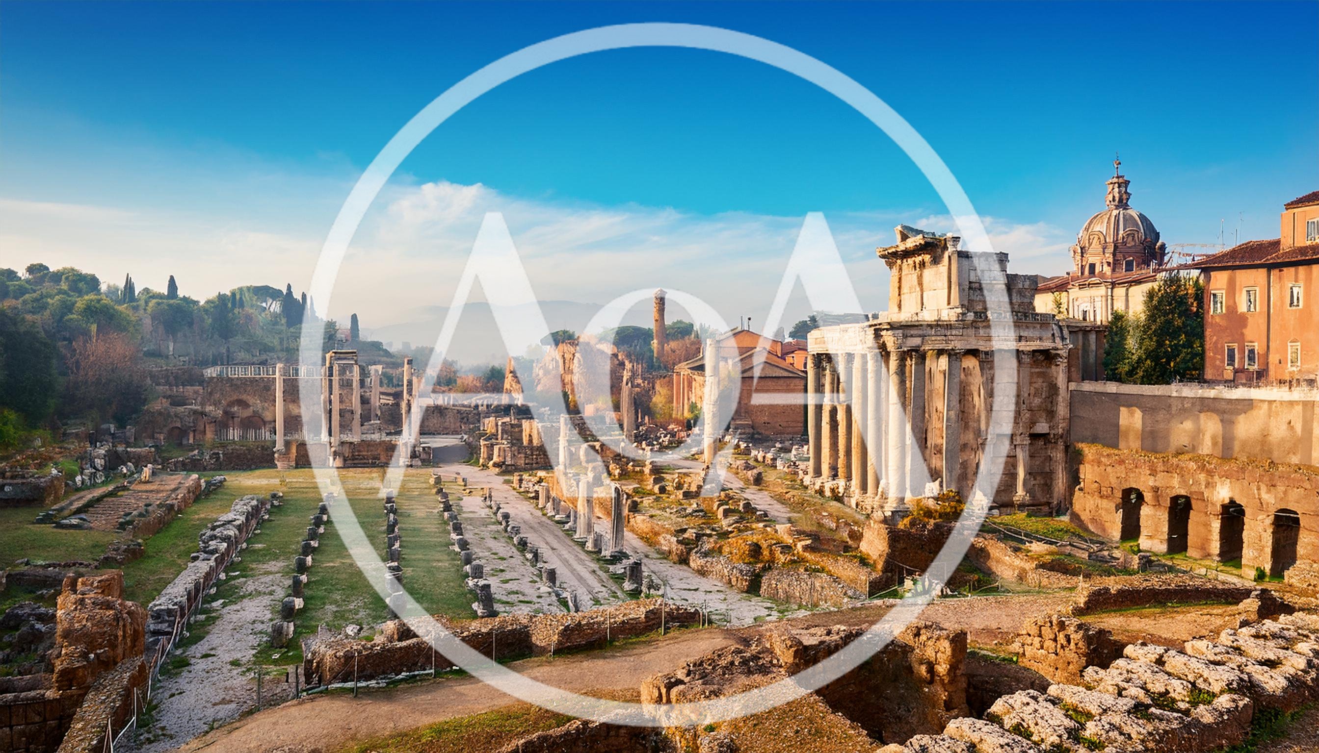 Ancient Roman Forum Ruins In Rome Italy