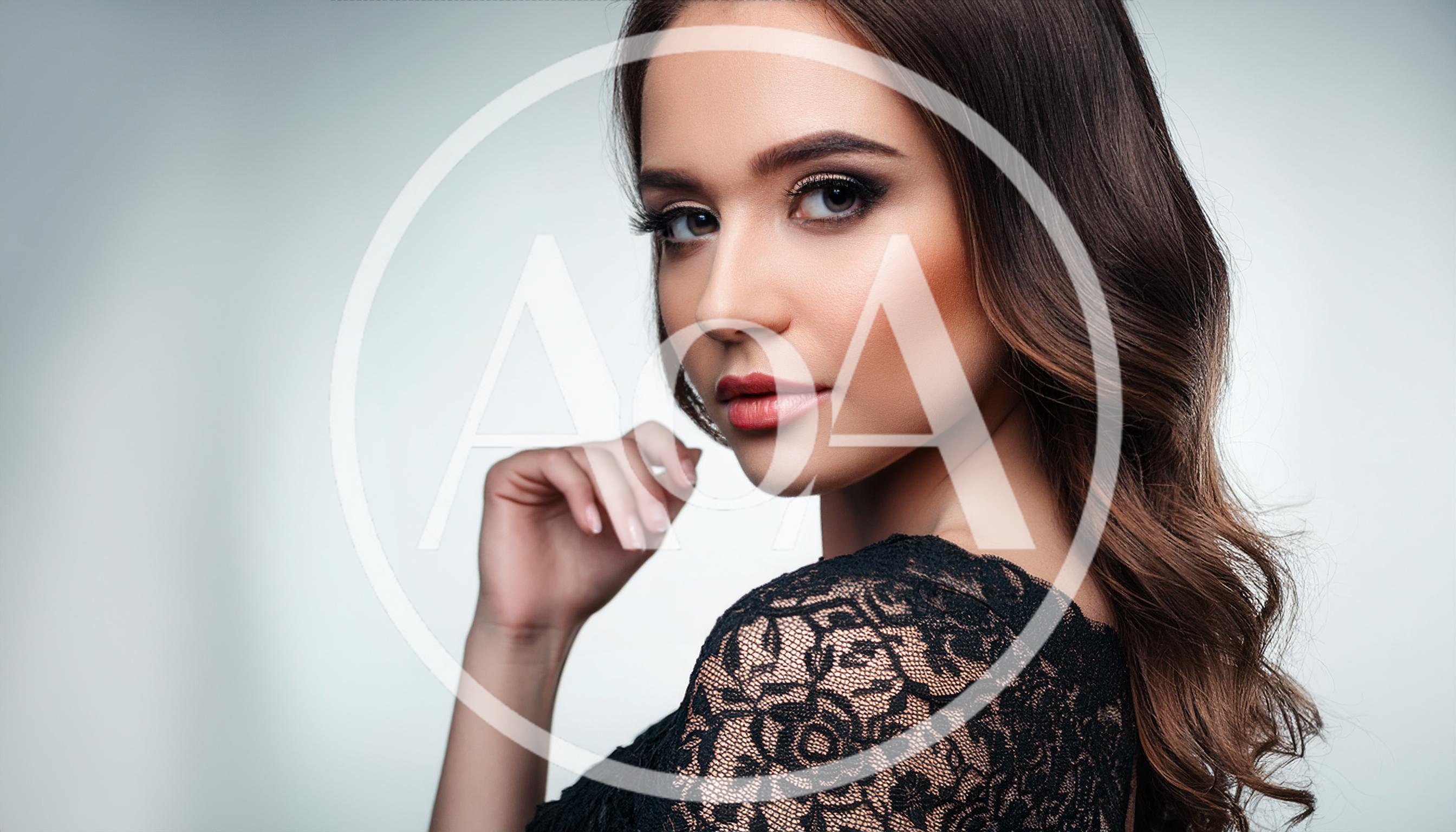 Portrait Of A Beautiful Woman In Black Lace Dress