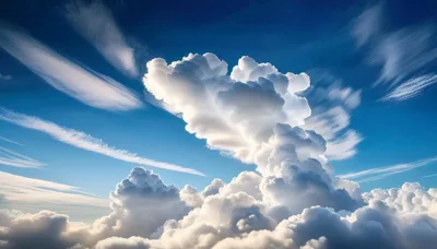 Majestic Cumulus Clouds Against A Deep Blue Sky