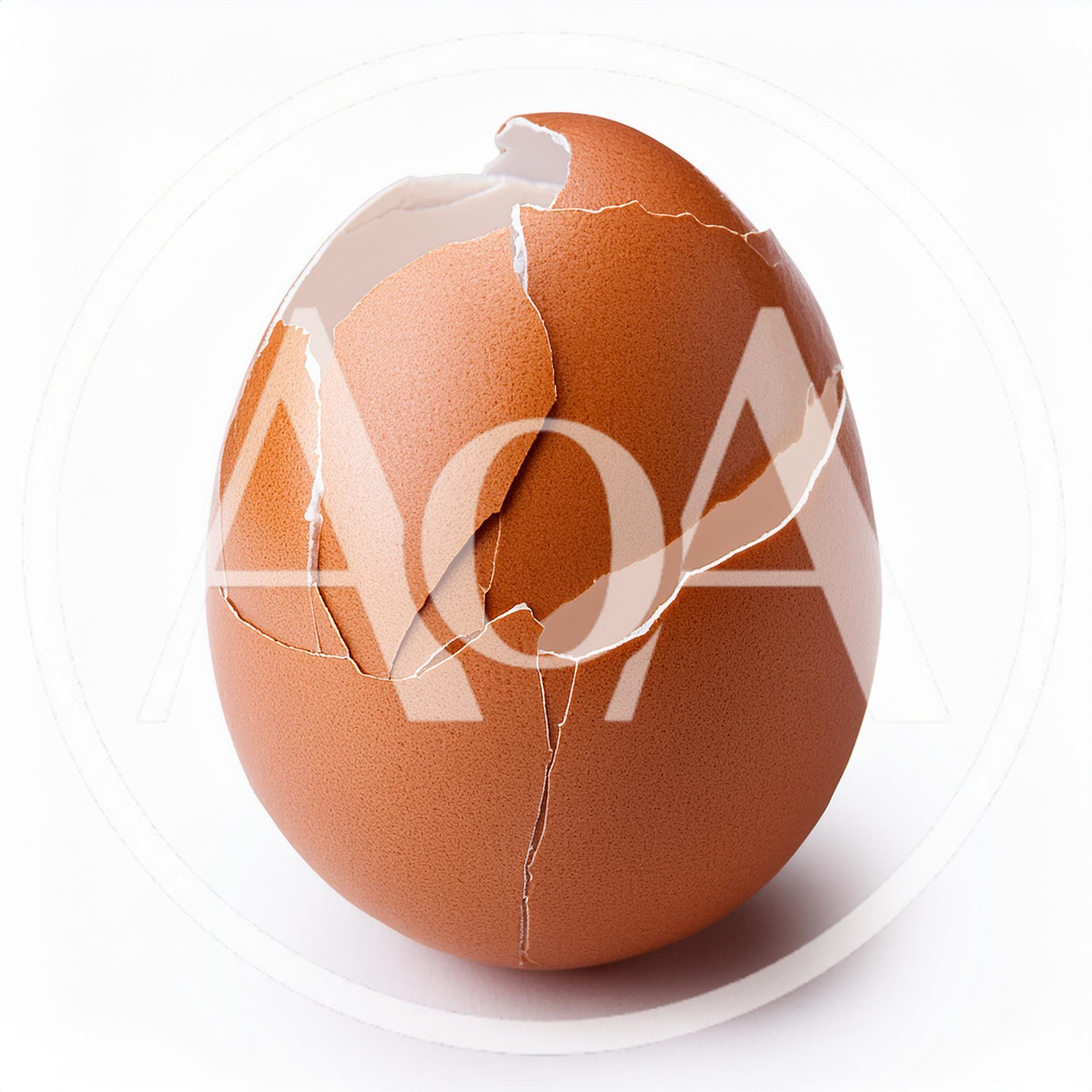 Cracked Brown Chicken Egg Shell Isolated