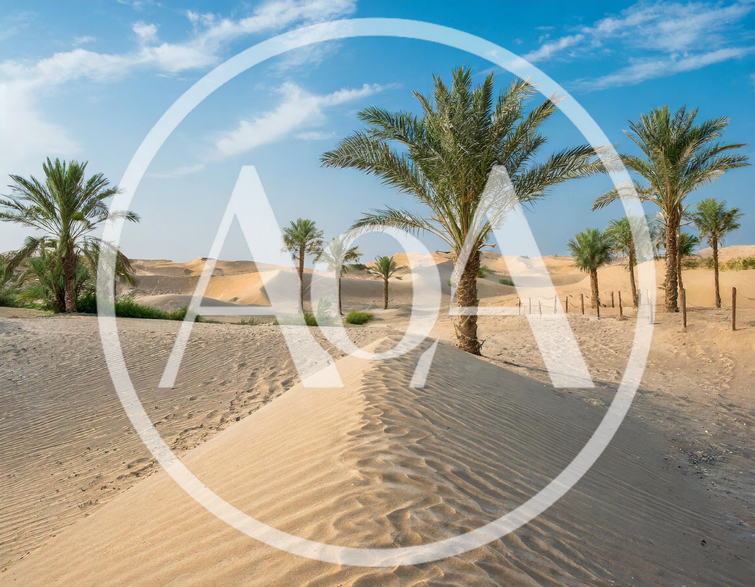 Palm Trees In The Middle Of A Desert Landscape